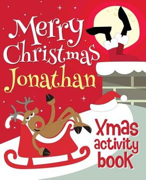 portada Merry Christmas Jonathan - Xmas Activity Book: (Personalized Children's Activity Book) 