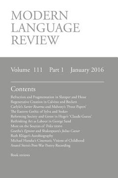 portada Modern Language Review (111: 1) January 2016 (in English)