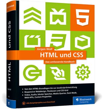 portada Html und Css: Das Umfassende Handbuch zum Lernen und Nachschlagen. Inkl. Javascript, Responsive Webdesign, React und Angular u. V. M. (en Alemán)
