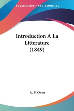 portada Introduction A La Litterature (1849) (en Francés)