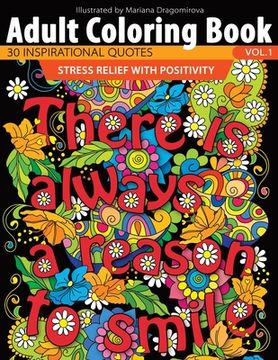 portada Adult Coloring Book: 30 Inspirational Quotes - Stress Relief With Positivity (in English)
