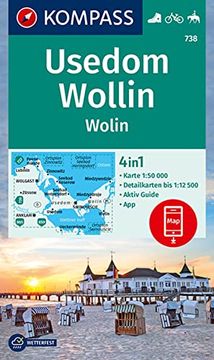 portada Kompass Wanderkarte 738 Insel Usedom - Insel Wollin/Wolin 1: 50. 000 (en Alemán)