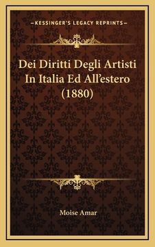 portada Dei Diritti Degli Artisti In Italia Ed All'estero (1880) (en Italiano)