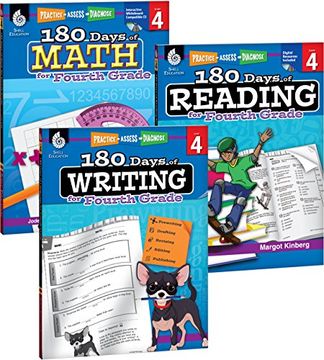 portada 180 Days of Reading, Writing and Math for Fourth Grade 3-Book Set (180 Days of Practice) (en Inglés)