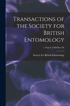 portada Transactions of the Society for British Entomology; v.10: pt.6 (1950: Nov.30) (en Inglés)