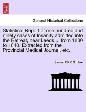 portada statistical report of one hundred and ninety cases of insanity admitted into the retreat, near leeds ... from 1830 to 1840. extracted from the provinc (in English)