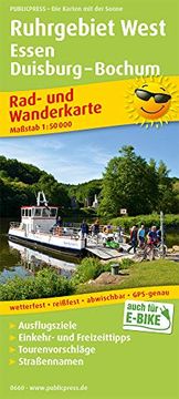 portada Ruhrgebiet West, Essen, Duisburg - Bochum: Rad- und Wanderkarte mit Ausflugszielen, Einkehr- & Freizeittipps, Wetterfest, Reißfest, Abwischbar. 1: 50000 (Rad- und Wanderkarte / Ruwk) (en Alemán)