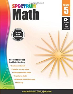 portada Spectrum Math Workbook, Grade 5 (en Inglés)
