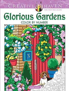 portada Creative Haven Glorious Gardens Color by Number Coloring Book (Creative Haven Coloring Books) 