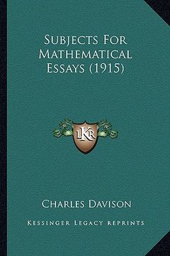 portada subjects for mathematical essays (1915) (in English)