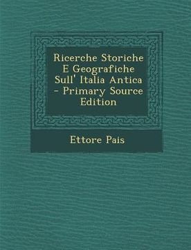 portada Ricerche Storiche E Geografiche Sull' Italia Antica (en Italiano)