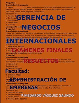portada Gerencia de Negocios Internacionales-Exámenes Finales Resueltos: Facultad: Administración de Empresas