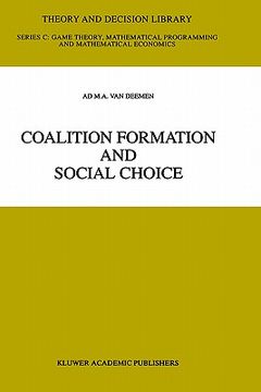 portada coalition formation and social choice (en Inglés)