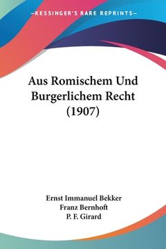 portada Aus Romischem Und Burgerlichem Recht (1907) (en Alemán)