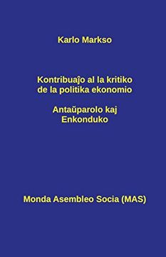 portada Kontribuaĵo al la Kritiko de la Politika Ekonomio: Antaŭparolo kaj Enkonduko (en Esperanto)
