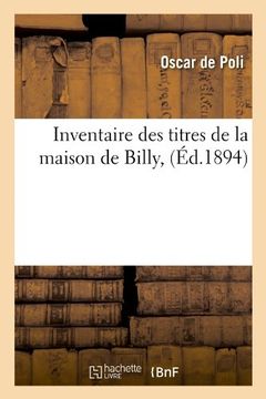 portada Inventaire Des Titres de La Maison de Billy, (Littérature)