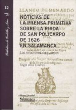 portada Noticias de la Prensa Primitiva Sobre la Riada de san Policarpo de 1626 en Salamanca (in Spanish)