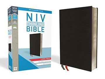 portada NIV, Thinline Bible, Large Print, Bonded Leather, Black, Red Letter Edition (en Inglés)