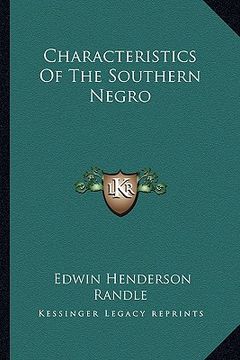 portada characteristics of the southern negro (en Inglés)