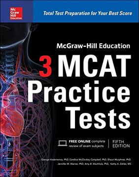 portada McGraw-Hill Education 3 MCAT Practice Tests, Third Edition (en Inglés)