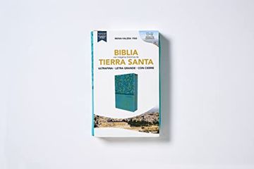 portada Biblia Reina-Valera 1960, Tierra Santa, Ultrafina Letra Grande, Leathersoft, Turquesa, con Cierre