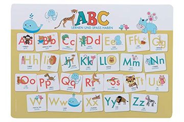 portada Hochwertiges Abc-Mini-Lernposter der Tiere (32,4 x 45,8 Cm): Stabiler Karton, Folienbeschichtet, Abwischbar.  Auch als Schreibunterlage Geeignet. Das abc Lernen und Spaß Haben für Mädchen und Jungen!