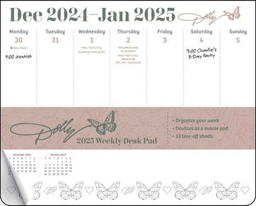 portada Dolly Parton 2025 Weekly Desk pad Calendar