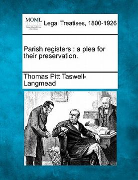 portada parish registers: a plea for their preservation.