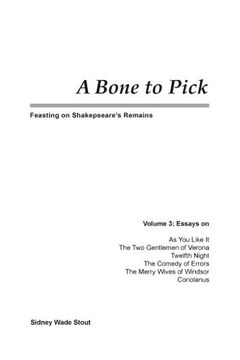 portada A Bone to Pick: Feasting on Shakespeare's Remains: Volume 3 (Shakespeare's Philosophical Sources)