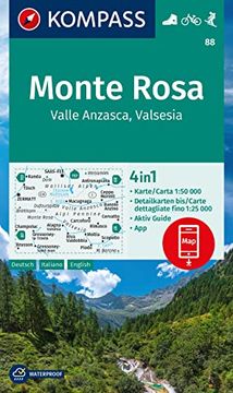 portada Kompass Wanderkarte 88 Monte Rosa, Valle Anzasca, Valsesia 1: 50. 000 (en Italiano)