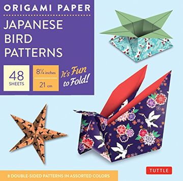 portada Origami Paper - Japanese Bird Patterns - 8 1/4" - 48 Sheets: Tuttle Origami Paper: Origami Sheets Printed With 8 Different Designs: Instructions for 7 Projects Included (in English)