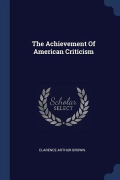 portada The Achievement Of American Criticism