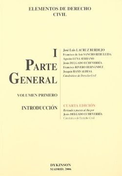 portada Elementos de Derecho Civil i. Parte General. Volumen 1º. Introducción