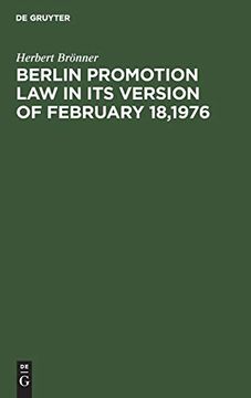 portada Berlin Promotion law in its Version of February 18,1976 (en Alemán)