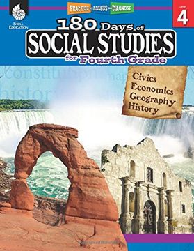 portada 180 Days of Social Studies for Fourth Grade - Daily Practice Book to Improve 4th Grade Social Studies Skills - Social Studies Workbook for Kids Ages 8 to 10 (180 Days of Practice, Level 4) (en Inglés)