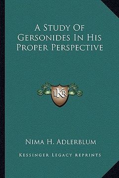 portada a study of gersonides in his proper perspective (en Inglés)