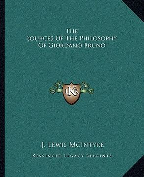 portada the sources of the philosophy of giordano bruno (en Inglés)