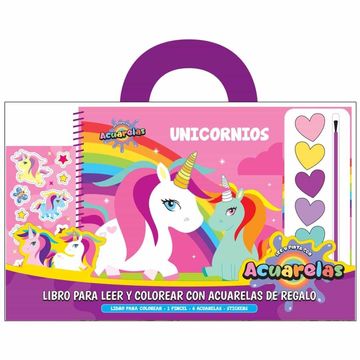 portada Unicornios. Libros Para Leer y Colorear con Acuarelas. (in Spanish)