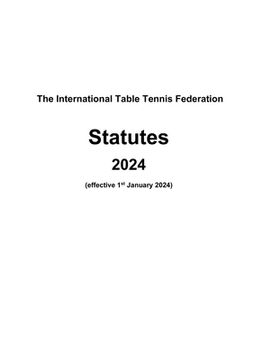 portada The International Table Tennis Federation Statutes 2024 (en Inglés)