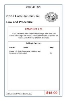 portada North Carolina Criminal Law and Procedure-Pamphlet 78 (en Inglés)