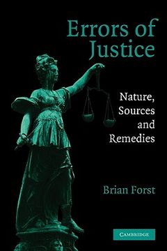 portada Errors of Justice Hardback: Nature, Sources and Remedies (Cambridge Studies in Criminology) (in English)