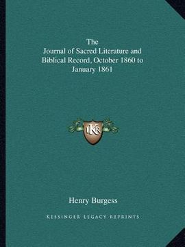 portada the journal of sacred literature and biblical record, october 1860 to january 1861 (en Inglés)