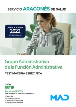portada Grupo Administrativo de la Función Administrativa del Servicio Aragonés de Salud (Salud-Aragón). Materia Específica Test