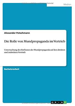portada Die Rolle von Mundpropaganda  im Vertrieb (German Edition)