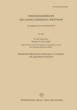 portada Mechanische Relaxationserscheinungen in vernetztem und gequollenem Polystyrol (Forschungsberichte des Landes Nordrhein-Westfalen) (German Edition)