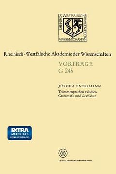 portada Trümmersprachen Zwischen Grammatik Und Geschichte (in German)