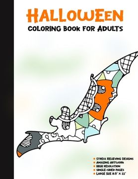 portada Halloween Coloring Book for Adults: 50 Halloween Illustrations Printed On One Side, Safe For Markers - Fun Craft Activity Gift - Stress Relieving Desi (in English)