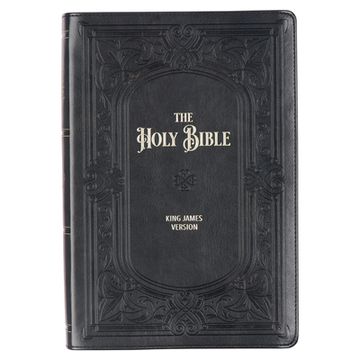 portada KJV Holy Bible, Giant Print Full-Size Faux Leather Red Letter Edition - Thumb Index & Ribbon Marker, King James Version, Midnight Blue (en Inglés)