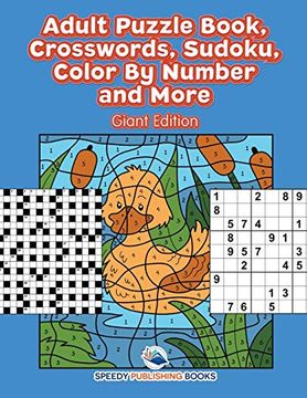 portada Adult Puzzle Book, Crosswords, Sudoku, Color by Number and More (en Inglés)