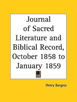 portada journal of sacred literature and biblical record, october 1858 to january 1859 (en Inglés)